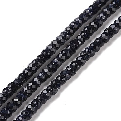 Blue Goldstone Synthetic Blue Goldstone Beads Strands, Faceted, Rondelle, 3x2mm, Hole: 0.6mm, about 162~163pcs/strand, 14.92''(37.9cm)