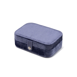 Slate Blue Rectangle Velvet Travel Portable Jewelry Case with Mirror Inside, for Necklaces, Rings, Earrings and Pendants, Slate Blue, 11.5x16x5cm