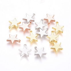 Mixed Color Brass Pendants, Long-Lasting Plated, Star, Mixed Color, 11.5x10x2mm, Hole: 1mm