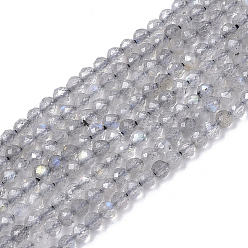 Labradorite Chapelets de perles labradorite naturelle , facette, ronde, 2mm, Trou: 0.4mm, Environ 182~183 pcs/chapelet, 15.55 pouce (39.5 cm)
