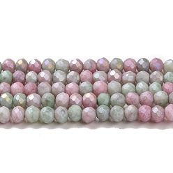 Flamingo Faceted Electroplated Glass Beads Strands, AB Color Plated, Rondelle, Flamingo, 4x3mm, Hole: 0.9mm, about 112pcs/strand, 16.14''(41cm)