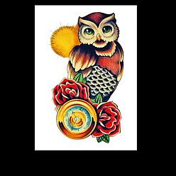 Индийский Красный Съемные временные водостойкие татуировки с изображением совы, бумажные наклейки, Индийская красная, 21x14.8 см