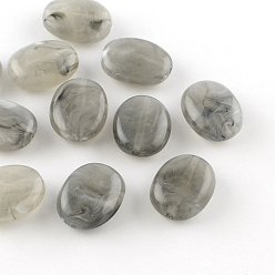 Gray Oval Imitation Gemstone Acrylic Beads, Gray, 19x15x7mm, Hole: 2mm, about 330pcs/500g