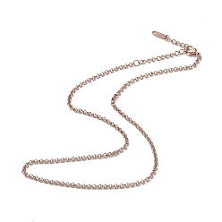 Oro Rosa Chapado en iones (ip) 304 collar de cadena rolo de acero inoxidable para hombres y mujeres, oro rosa, 15.67 pulgada (39.8 cm)