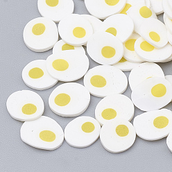 White Handmade Polymer Clay Nail Art Decoration, Fashion Nail Care, No Hole, Food, Fried Egg/Poached Egg, White, 4~9x3~7x0.1~3mm