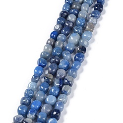 Aventurine Bleue Naturelles bleu perles aventurine brins, pépites en pierre roulée, 6.5~15x7~14x7~14mm, Trou: 1~1.4mm, Environ 32~33 pcs/chapelet, 15.16~ 15.75 pouce (38.5~40 cm)