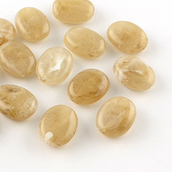 Kaki Foncé Perles acryliques ovale imitation de pierres précieuses, kaki foncé, 19x15x7mm, trou: 2 mm, environ 330 pcs / 500 g