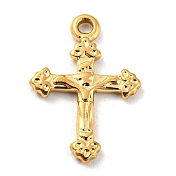 Oro 304 colgantes de acero inoxidable, crucifijo cruz encanto, dorado, 20x9x1.5 mm, agujero: 1.7 mm