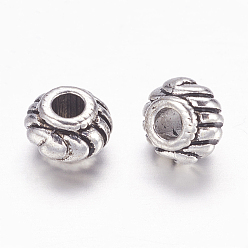 Antique Silver Tibetan Style Bead Spacers, Lead Free, Rondelle, Antique Silver, 6x4mm, Hole: 2mm