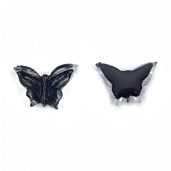 Prussian Blue Resin Cabochons, with Glitter Powder, Butterfly, Prussian Blue, 7x10x2.5mm
