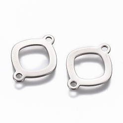 Stainless Steel Color 201 Stainless Steel Links connectors, Rhombus, Stainless Steel Color, 19x14x0.8mm, Hole: 1.6mm