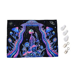 Skull Lumière noire réactive aux uv tentures, tapisserie murale décorative en polyester, pour la décoration, rectangle, Motif de crâne, 950x750x0.5mm