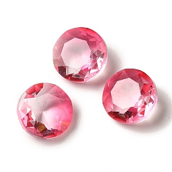 Rose Faceted K9 Glass Rhinestone Cabochons, Pointed Back, Flat Round, Rose, 8x4mm