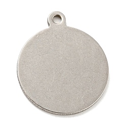 Stainless Steel Color 304 Stainless Steel Pendants, Stamping Blank Tag, Flat Round Charm, Stainless Steel Color, 23.5x20x1mm, Hole: 1.8mm