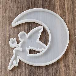 Angel & Fairy Moldes de silicona diy luna, moldes de resina, para resina uv, fabricación artesanal de resina epoxi, ángel y hada, 132x155x10 mm