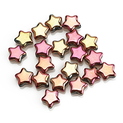 Indian Red Electroplate Opaque Glass Beads, Purple Plated, Star, Indian Red, 8x4mm, Hole: 1mm