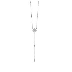 Platinum SHEGRACE Rhodium Plated 925 Sterling Silver Pendant Necklaces, with Grade AAAA Cubic Zirconia, Star, Platinum, 15.35 inch(39cm)