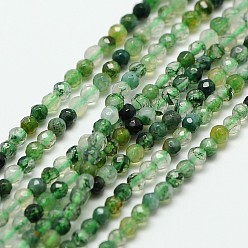 Moss Agate Natural Moss Agate Beads Strands, Faceted Round, 2mm, Hole: 0.8mm, about 190pcs/strand, 16 inch