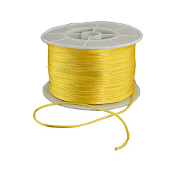 Желтый Круглый нейлоновая нить, гремучий атласный шнур, для китайского решений узлов, желтые, 1 мм, 100 ярдов / рулон
