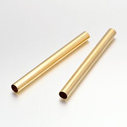 Light Gold Light Gold Plated Long Brass Tube Beads, Golden, 77x7mm, Hole: 6mm