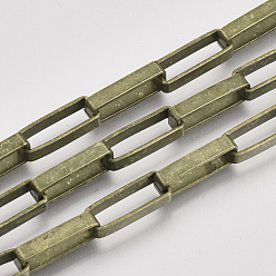 Античная Бронза Цепи из несваренного железа, Плоско-овальные, тянутые удлиненные кабельные цепи, с катушкой, античная бронза, 19x7x4 мм, около 32.8 футов (10 м) / рулон