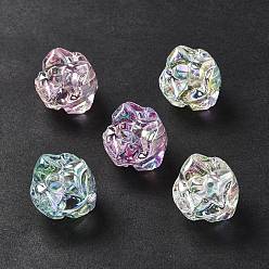 Mixed Color UV Plating Rainbow Iridescent Acrylic Beads, Flower, Mixed Color, 17x17x15.5mm, Hole: 3.2mm