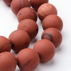 Jaspe Rouge Brins givrées de perles de jaspe rouge naturel ronde, 8mm, Trou: 1mm, Environ 47~48 pcs/chapelet, 15 pouce