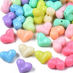 Mixed Color Opaque Acrylic Beads, Heart, Mixed Color, 11x15x8.5mm, Hole: 1.8mm, about 585pcs/500g