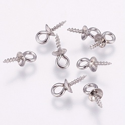 Stainless Steel Color 201 Stainless Steel Peg Bails Pendants, for Half-driled Beads, Stainless Steel Color, 10x4mm, Hole: 2mm, Pin: 1mm