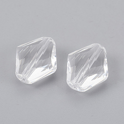 Clair Imitations de perles de cristal autrichien, grade de aaa, facette, losange, clair, 14~14.5x12x5~7mm, Trou: 0.9~1mm