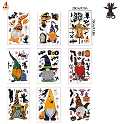 Gnome Halloween Theme PVC Window Static Stickers, Rectangle, for Window or Stairway Home Decoration, Gnome, 300x200mm, 9 sheets/set