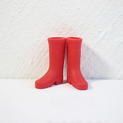 Red Mini Long Rain Boots Doll Making Ornaments, Micro Doll Shoes Accessories, Red, 27x9x34mm, Inner Diameter: 13mm