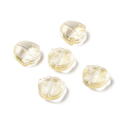 Jaune Champagne Perles de verre peintes par pulvérisation transparent, impression de griffe d'ours, jaune champagne, 14x14x7mm, Trou: 1mm
