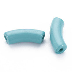 Dark Turquoise Opaque Acrylic Beads, Curved Tube, Dark Turquoise, 36x13.5x11.5mm, Hole: 4mm, about 148pcs/500g