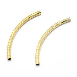 Raw(Unplated) Brass Tube Beads, Curved, Lead Free & Cadmium Free & Nickel Free, Tube, Raw(Unplated), 50x3mm, Hole: 2mm
