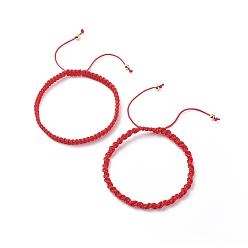 Red 2Pcs 2 Style Nylon Braided Cord Bracelets, Lucky Jewelry for Women Men, Red, Inner Diameter: 1-7/8~3-3/8 inch(4.7~8.7cm), 1Pc/style