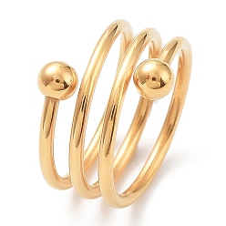 Golden Ion Plating(IP) 304 Stainless Steel Wire Wrap Spiral Cuff Rings, Golden, Inner Diameter: 18.2mm