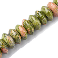 Unakite Natural Unakite Beads Strands, Saucer Beads, Rondelle, 12x5.5~6.5mm, Hole: 1.2mm, about 33pcs/strand, 7.80~8.82 inch(19.8~22.4cm)