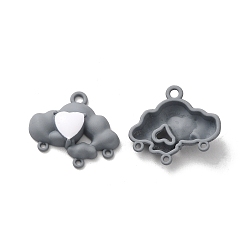 Gray Alloy Chandelier Component Links, Spray Painted, Lead Free & Cadmium Free, Cloud with Heart, Gray, 19x21x4.5mm, Hole: 1.8mm