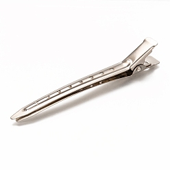 Platinum Iron Alligator Hair Clip Findings, DIY Hair Accessories Making, Platinum, 88x11x13.5mm, Hole: 3mm and 2mm