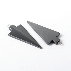 Black Non-magnetic Hematite Pendants, Grade A, with Iron Findings, Triangle, Black, 44x18x4mm, Hole: 2mm