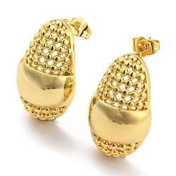 Настоящее золото 18K Овальные серьги-гвоздики, украшения из латуни для женщин, без кадмия и без свинца, реальный 18 k позолоченный, 30x19 мм