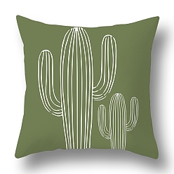 Cactus Housses de coussin en polyester abstraites, série verte, style nordique, géométrie, Housse de coussin, pour canapé canapé-lit, carrée, cactus, 440x440mm