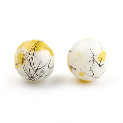 Jaune Ébauches et perles de perles de verre peintes, ronde, jaune, 6mm, Trou: 1mm, Environ 130 pcs/chapelet, 31.4 pouce