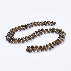 Tiger Eye Natural Tiger Eye Beaded Necklaces, Round, 36 inch(91.44cm)