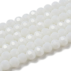 Белый Подставки для непрозрачных стеклянных бусин, граненый (32 граней), круглые, белые, 6 мм, отверстие : 1 мм, около 98 шт / нитка, 20.47'' (52 см)