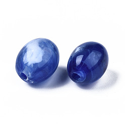 Midnight Blue Acrylic Beads, Imitation Gemstone Style, Barrel, Midnight Blue, 13x10mm, Hole: 2mm, about 550pcs/500g