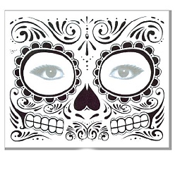 Skull Tema del dia de los muertos, pegatinas de papel de tatuajes temporales extraíbles a prueba de agua, Patrón del cráneo, 15x12.5 cm