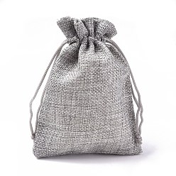 Gris Claro Bolsas con cordón de imitación de poliéster bolsas de embalaje, gris claro, 13.5x9.5 cm