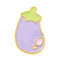Eggplant Pin esmaltado con tema de comida, broche de aleación dorada para ropa de mochila, berenjena, 24x14.5x1.5 mm